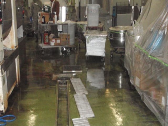 工場床・カビ除去洗浄施工　施工前